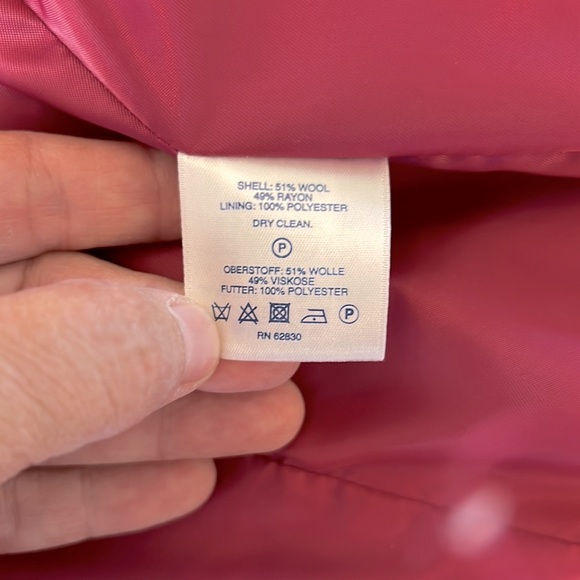 Land’s End Single-Breasted Wool Magenta bouclé Pea-Coat 4 Buttons & Collar - Picture 15 of 15